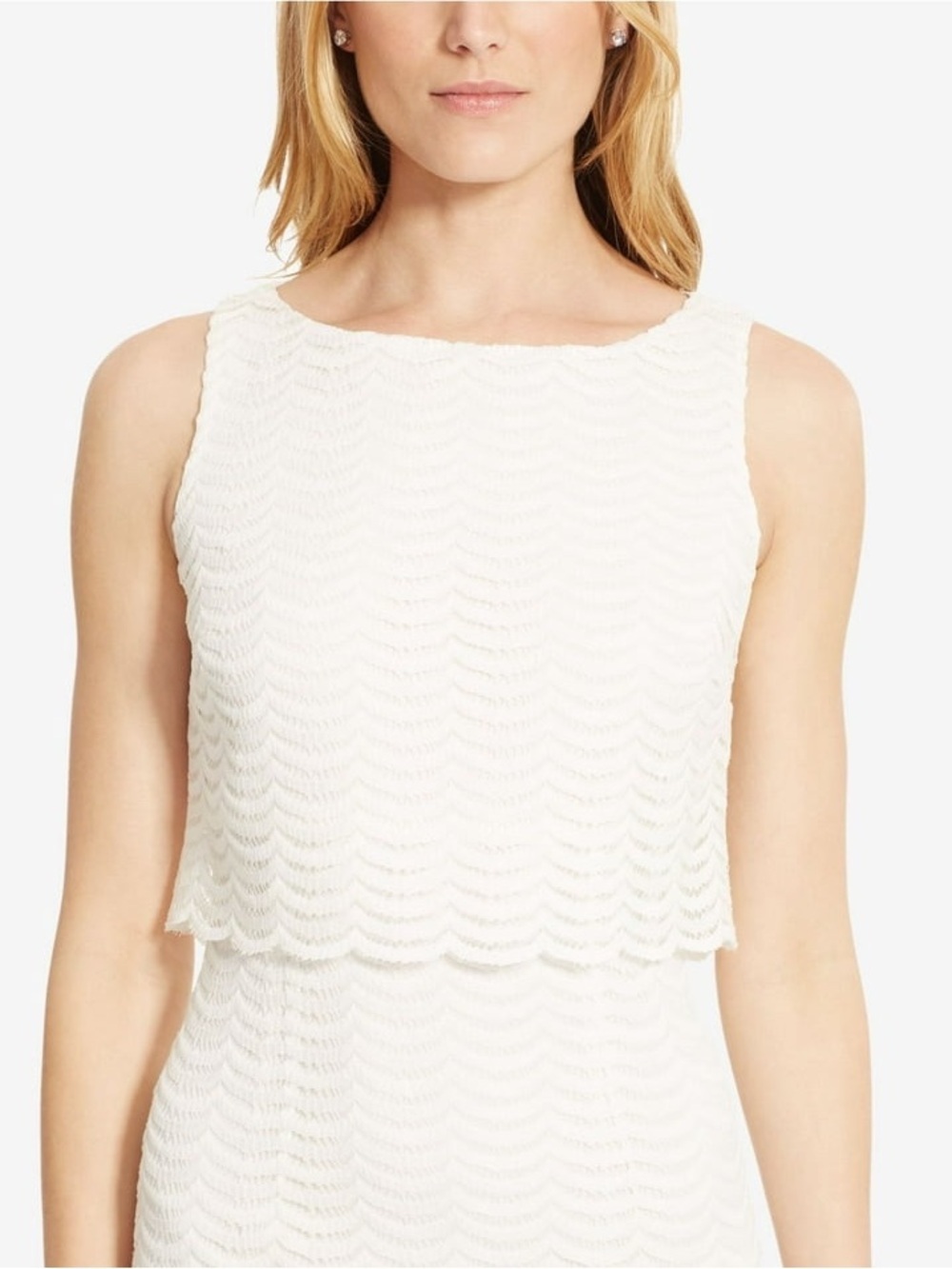 Chaps White Lace Sheath Dress Sleeveless Knee Length Women Size 14 New NWT - Picture 3 of 12